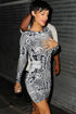 Long Sleeve Slim Bodycon Novelty Print Vintage Dress